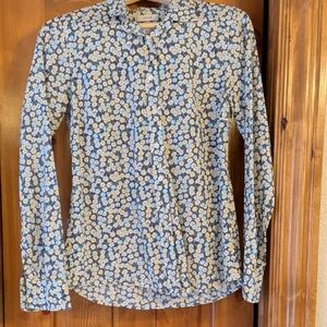 J. Crew Navy and White Floral Blouse